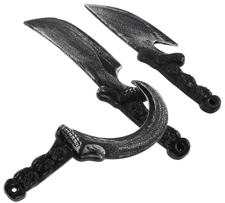 Beaupretty Lot de 3 Couteaux Factices en Plastique Léger – Accessoires de Costume D’Halloween Lames Incurvées Sécurisées – Décoration Réaliste pour Fête Cosplay et Jeu de Rôle Pirate