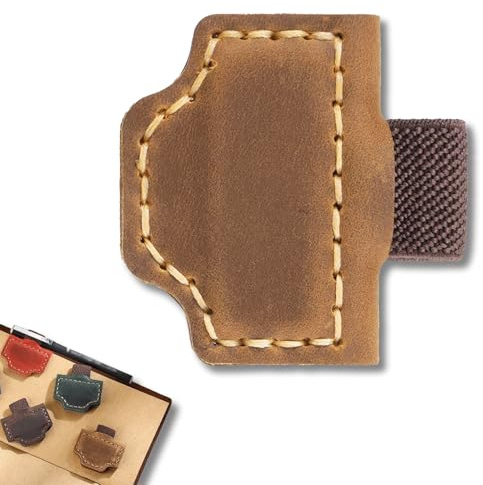LEMONSTONE bokmärken magnetiskt läder brun, magnetiskt bokmärke med pennhållare, personliga bokmärken i retrostil, presenter till läsrum, läderboktillbehör för bokälskare