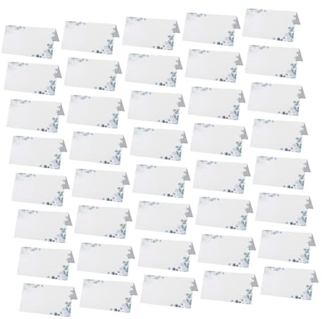 INOOMP 40 Tarjetas de Lugar para Bodas y Etiquetas de Nombre para Asientos de Mesa Plegables Diseño de Eucalipto, Multifuncionales para Decoración y Confirmación en Bodas y Fiestas