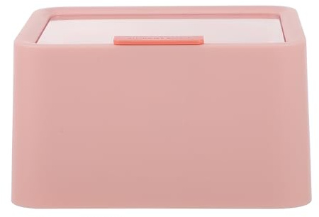 iplusmile Organizer per Strumenti di Bellezza Doppio Strato con Coperchio Antipolvere in Plastica Rosa, Divisorio per Batuffoli di Cotone e Spatole, per Bagno e Toeletta