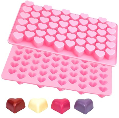2 Stück Herz Silikon Form für Lebensmittel, Herzform Silikon Schokoladenformen, DIY Liebe Schokoladenkuchenform, fur Herstellung von Pralinen, Eiswürfel, Schokolade, Bonbons, Kuchen, Mousses, Gelees