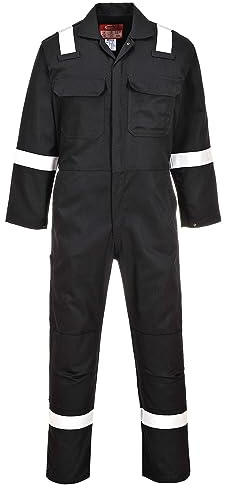 Portwest BIZ5 Herren Flammenresistenter Reflektierender Overall Bizweld Iona FR Schwarz, XXL