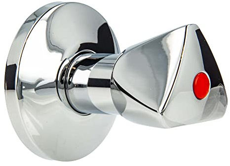tecuro Hahnoberteil 3/4 Zoll für Unterputz-Absperrventile – Warmwasser rot, Ventiloberteil Messing mit Dreikanthaubengriff, Wandrosette 70 mm