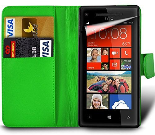London Gadget Store Harrier From EE Premium PU Leather Wallet Flip Skin Case Cover in GREEN with Capacitive STYLUS Touch Screen Pen, Screen Protector and Polishing Cloth