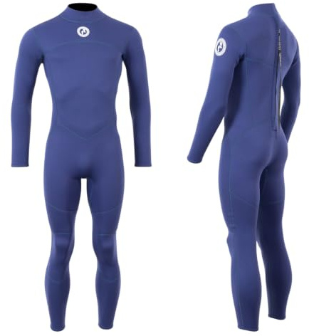 Two Bare Feet Thunderclap Men’s Full Length Wetsuit 2.5mm with Back Zip – Lightweight Flexible Summer Surfing Suit for Swimming, Snorkelling, Paddleboarding & Diving (Medium, Navy)