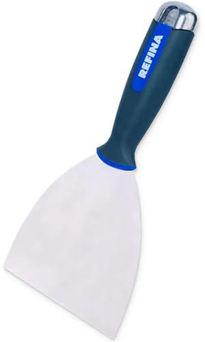 REFINA Flexible Filling Knife for Jointing Compounds & Venetian Plasters - 120 x 100mm Putty Knife w/ 1.15–0.3mm Gauge Stainless Steel Blade & Ergonomic Handle - Applying, Smoothing & Scraper Tool