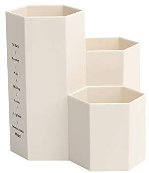 AhfuLife Make-up Pinsel Vase, Kreative Stifthalter Multifunktionale Stift Pot mit 3 Kapazität Schreibtisch Bleistifthalter Tabelle Organizer für Büro Zuhause Klassenzimme Geschenke (Weiß)
