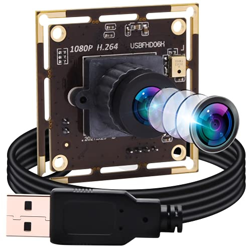 ELP USBFHD06H-L21 - Fotocamera 0.01Lux 1080P Webcam H.264 Low Light USB Camera Mini modulo fotocamera (obiettivo 2,1 mm)