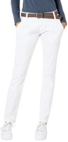 Urban Surface Damen Chino Stoff-Hose mit Flecht-Gürtel White S