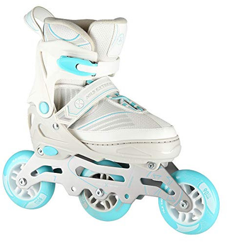 NILS NA11201 - Patines en línea de alta velocidad para mujer (regulables, ABEC7, 90/100 mm, 82A), blanco/azul, 35 - 38