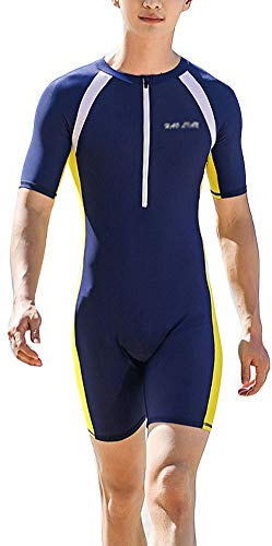 YOUCAI Herr/dam en del kortärmad främre dragkedja atletisk träningsbaddräkt snabbtorkande surfdräkt badkläder kroppsdräkter kort våtdräkt bad baddräkt, Man, L