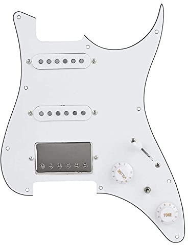 Geladenes Schlagbrett Gitarre Pickups Alnico 5 Pickups Humbucker HSS-Stil Vorgedrückter Pickguard Für Stratocaster-Gitarre - 3-Ply White Vorverdrahtetes geladenes Schlagbrett