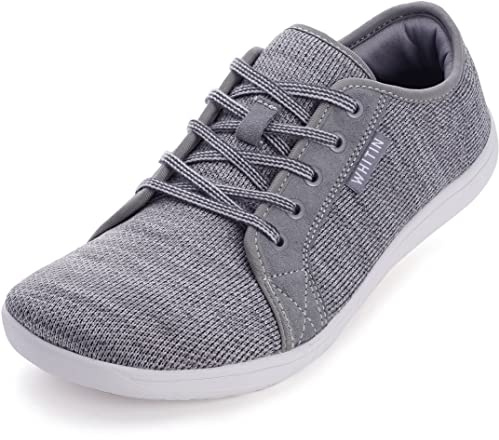 WHITIN Men's Fashion Barefoot Sneakers Extra Wide Toe Box Zero Drop Sole W81 Size 10W Minimus Casual Minimalist Tennis Shoes Walking Dark Grey 43