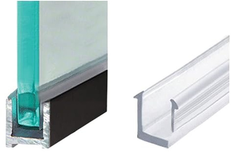 Aluminium Duschkabinen Klemmprofil I U-Profil für 8mm Glasstärke I 200cm Länge Schwarz schmal I Wandprofil Duschabtrennung I Befestigung Glasprofil I Alu Duschprofil