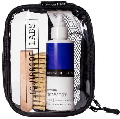 Liquiproof LABS Protector Kit 125ml with Travel Bag | Premium Shoe Protector Spray, Vegan Application Brush & Reusable Zip Bag | Waterproof and Stain Repellent for Trainers, Suede, Leather & Canvas