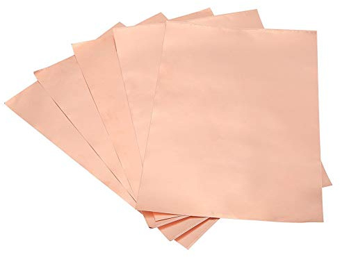 Ejoyous 5 Stück Kupferfolienband, Gitarren Kupferfolie Kupferfolie Band Stark Leitfähigen Klebstoff Einzelführungsblatt für Gitarre EMI Abschirmung Erdung und Lötbar 30x20cm