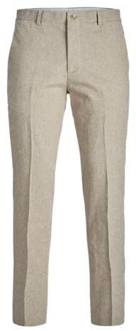 Jack & Jones JPRRIVIERA Linen Trouser Slim FIT SN, Pantalon de Costume pour des Hommes, Beige/Fit:Slim FIT, 56