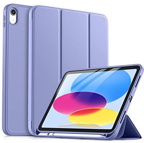 drivego Hülle für iPad 11 Generation A16 2025/10 Generation 2022/ (11/10.9 Zoll) mit Stifthalter, Trifold Ständer, Auto Ruhen/Wecken, Flexible TPU Cover Hülle für iPad 10. Gen/11. Gen, Lavendel
