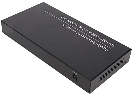AMONIDA Switch in Fibra Ottica Ethernet 2 Porte Elettriche 100-240 V 8 Porte Switch in Fibra Ottica Gigabit Ethernet Ottico per Ufficio (Spina UE)