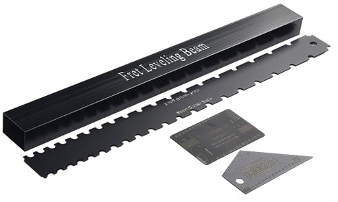 FUBESK Gitarrenbauer-Werkzeuge, Dual-Skala, Gitarrenhals, gekerbt, gerade Kante, Saitenlehre, Bund-Wippe, Bundnivellierbalken für Gitarre und Bass, Setup-Werkzeug, 4 Stück