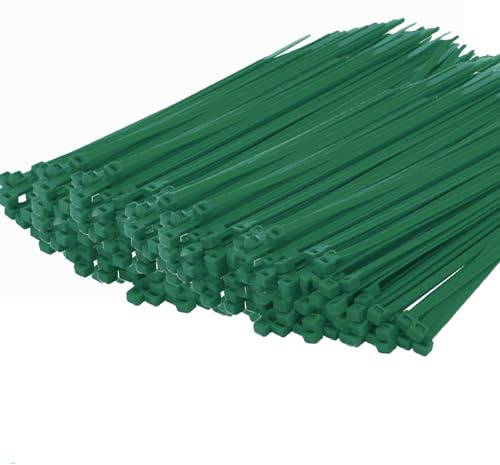 Armpow 500 Stücks 300mm x 4.8mm Nylon Kabelbinder uv bestaendig Selbstsichernde Kunststoff Kabelbinder UV Beständig mit 50 Lbs Zugfestigkeit für Innen und Außen(dunkelgrün)