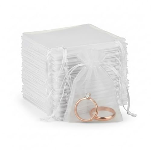 Sukh Weiß OrganzasäCkchen 8x10 - Organza SäCkchen Klein SäCkchen Zum BefüLlen GeschenksäCkchen SchmucksäCkchen Gaze LavendelsäCkchen Leer Netzbeutel Mit Zugband Hochzeit Party Weintrauben Schutzbeutel