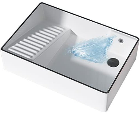 Vasca da Bagno in Ceramica Lavandino Rettangolare a Vasca Singola sopra Il bancone Lavabo da Appoggio Bianco con Lavatoio per Mobile da Bagno (Color : White, Size : 55.5x38x15.5cm)