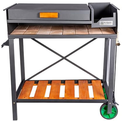 Barbacoa Parrilla Movil Fogonero Fogon Carbon Parrilla Argenina Premium Aire Libre, con Ruedas, Incluye accesorios, Color Negro. Medidas 105x98x50 cm