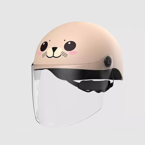QJWMatic Niedlicher Kinder-Motorradhelm Vier Jahreszeiten Kinder-Cartoon-Helm Jungen Und Mädchen Mit Visier Für 3–12 Jahre D,49-55CM