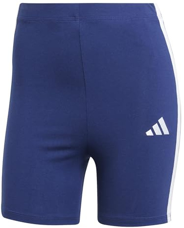adidas Donna Essentials 3-Stripes High Waisted Biker Tights, dark blue/white, S