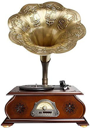 Altoparlante Bluetooth retrò 40 W, altoparlanti a forma grammofono giradischi vintage con ingresso Aux, porta USB unità flash, stile fonografo la decorazione domestica