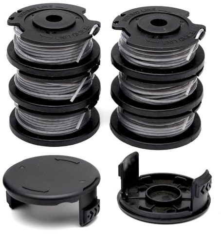 6PCS Fadenspule Rasentrimmer Ersatzspulen für Bosch Rasentrimmer Fadenspule | 1.65mm F016800569/F016800385 Nylon Rasentrimmer Spule mit 2 Stück Spulenabdeckung, für Akku Rasentrimmer