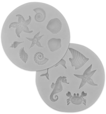 EHDWXVZM 2 Moldes Oceánicos, Decoración De Pasteles Submarinos, Molde De Silicona Para Chocolate, Molde De Silicona De Arcilla, Molde Para Galletas De Caracola De Estrella De Mar De Playa
