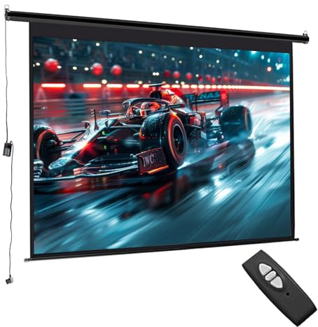 INMOZATA Motor Leinwand Beamer Elektrisch 166cm, Bild 140 x 105 cm(72 Zoll), Format 4:3, Fernbedienung, Deckenmontage & Wandmontage Projektor Leinwand für Heimkino Büro Schule Präsentationen-Schwarz