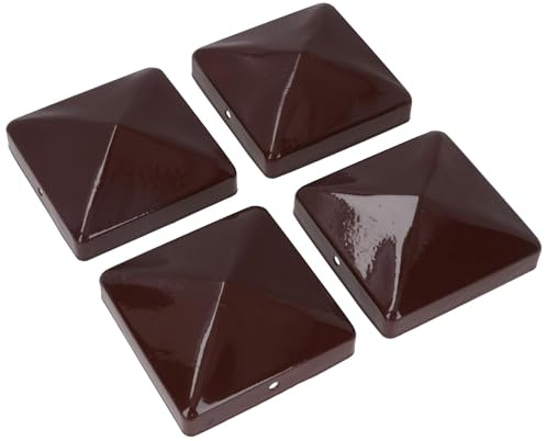 Zaunpfostenkappen aus Metall für Zaunpfosten, 75 mm x 75 mm, Schutzabdeckung, Braun, 4 Stück