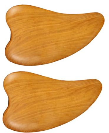 FRCOLOR 2 Stück Holz Gesichtsmassagegerät Schaberbrett Rund zur Muskelentspannung mit Tragbarem Design für Gesichtspflege und Reisen