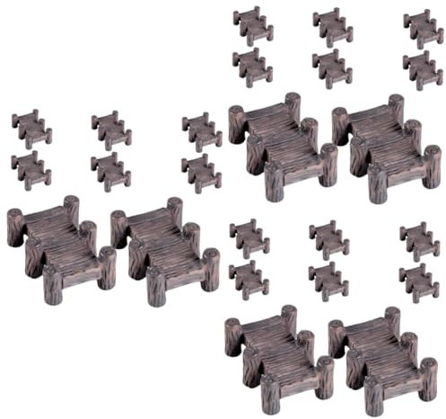 Supvox 3 Sätze Woodbridge Holzbrücke DIY Landschaftsdekoration Balkondekoration Mikrolandschaft Dekoration Brücken Gartenbrücke Winzige Brücke Puppenhaus-harzbrücke 8 Stück * 3