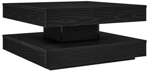 vidaXL Soffbord 360 grader vridbart svart 70x70x34,5 cm, ändbord, vardagsrumsbord, soff bord, sidobord, sido bord, accentbord, mittbord