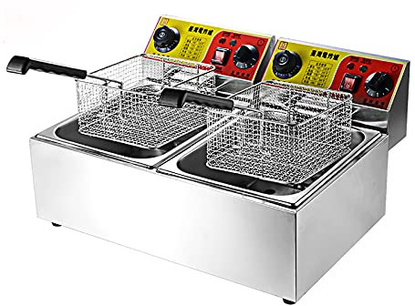 Heihe Freidora Profesional de encimera de Alta Capacidad, con función de Control de Tiempo y Temperatura, para restaurantes de Papas Fritas, Puestos de Comida rápida, Bares, Fiestas
