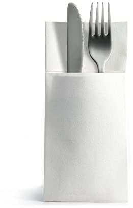 Bestecktaschen Airlaid Servietten (32 x 40 cm) 1250 Stück, farbig, stoffähnlich, hochwertige Tischdekoration Für Hochzeiten, Gastronomie Hotellerie Weihnachten (weiß)
