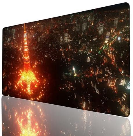 Alfombrilla Ratón París, Alfombrilla Gaming Vista nocturna, Impermeable Tapete Escritorio 100x50x0.3cm Compatible con Raton Inalambrico y Teclado Inalambrico, Mousepad para Portatil Regalo 5060-GYL