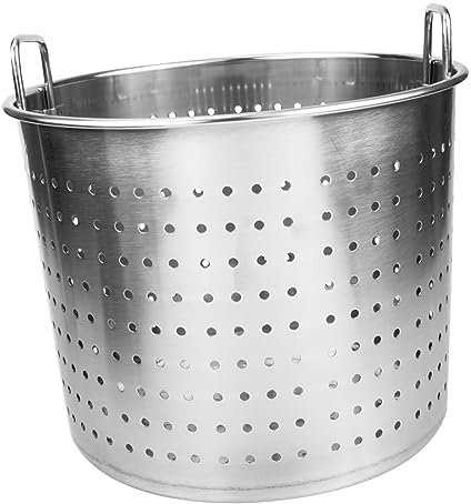 Secchio Forato in Acciaio Inox per Gamberi, Carne, Argento