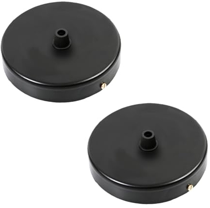 2 Pack Ceiling Rose Light Fitting Metal Black Cover Plate Canopy – E27 Screw Pendant Lamp Holder – 10cm Diameter x 2.5cm Height – Black Base for Hanging Lights – Ideal for Pendant Lights & Chandeliers