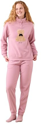 Noidinotte - Pigiama Donna Invernale in Micropile Articolo Orso. - XL Rosa