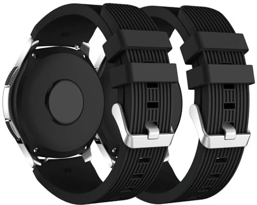 2 Pack 22mm Strap for Samsung Galaxy Watch 46mm Strap, Band Replacement for Samsung Galaxy Watch 3 45mm /Gear S3 Frontier, Soft Silicone Band for Huawei GT 2 46mm