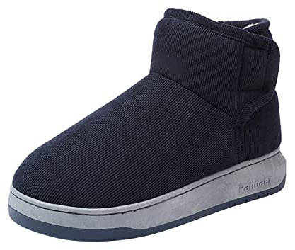 Generisch Snow Boots Men's Lined Winter Boots Ankle Boots Comfortable Winter Shoes Fashion Plain Boots Thick Sole Short Shaft Closed Slip Boots Without Laces Outdoor Shoes, blue, 9 UK