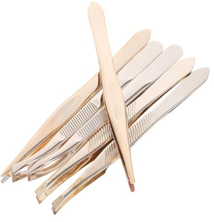 BELLIFFY Pinzas y Agarre de Precisión para Pestañas y Cejas de Acero Inoxidable Dorado Mango Ergonómico para Rutinas de Belleza y Depilación Facial