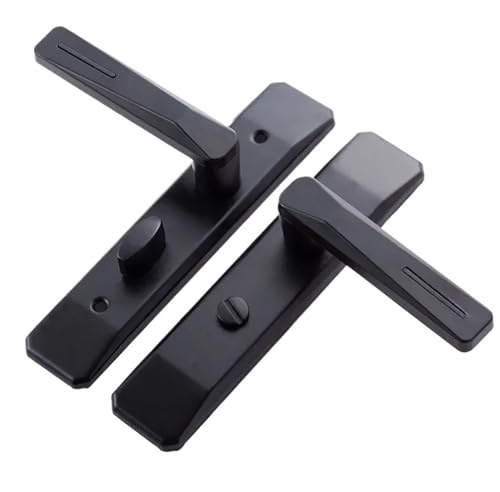 EKalgretrA Manillas Para Puertas Cerradura de puerta silenciosa aleación aluminio una sola lengüeta negra for inodoro, manija universal for vidrio for baño(40 Locking tab)