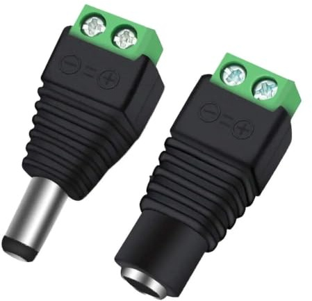 UIJHGGWEX 5 Pairs 5.5x2.1mm Male Female DC Power Connector Screw Terminal for CCTV LED Strip 12V 24V(Press Male)