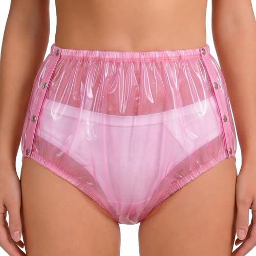 LittleForBig Button-On TPU vuxen plastbyxor Dolly rosa blöjskydd 2XL | Sidosnäppdesign, enkla förändringar, mjukt, läckageskydd, bekväm passform, tvättbar, vattentät, återanvändbar, flexibel